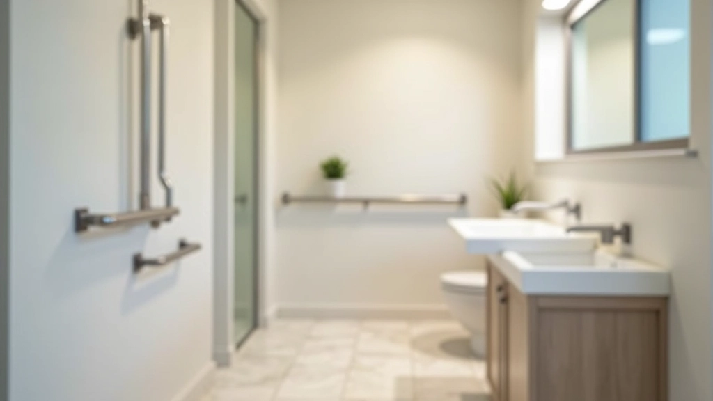 Modern accessible bathroom with grab bars and safety features